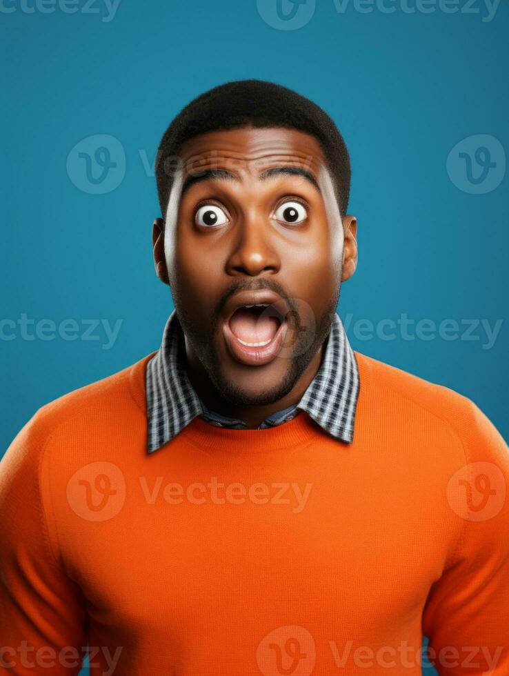 Young man with African features who appears to be shocked AI Generative photo