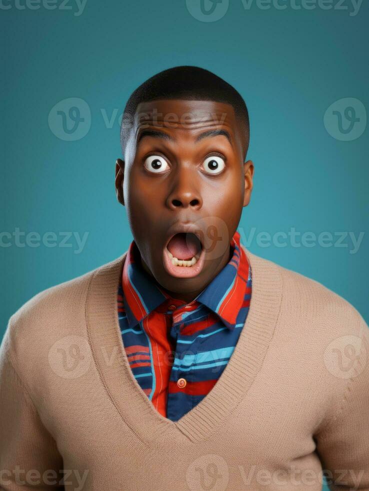 Young man with African features who appears to be shocked AI Generative photo
