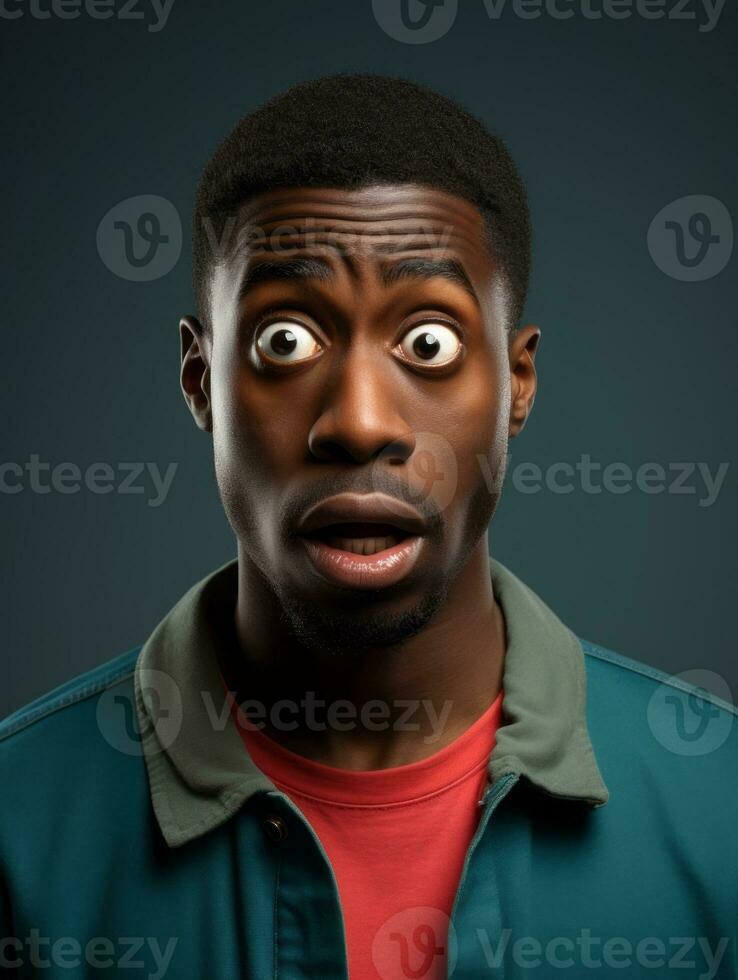 Young man with African features who appears to be shocked AI Generative photo