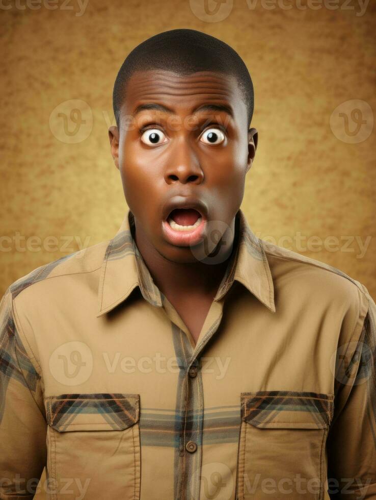 Young man with African features who appears to be shocked AI Generative photo
