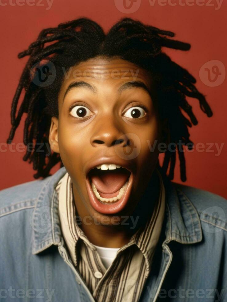 Young man with African features who appears to be shocked AI Generative photo