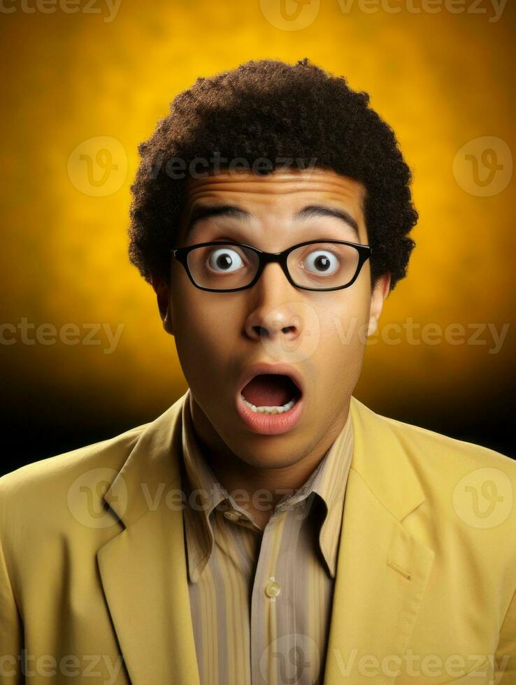 Young man with African features who appears to be shocked AI Generative photo
