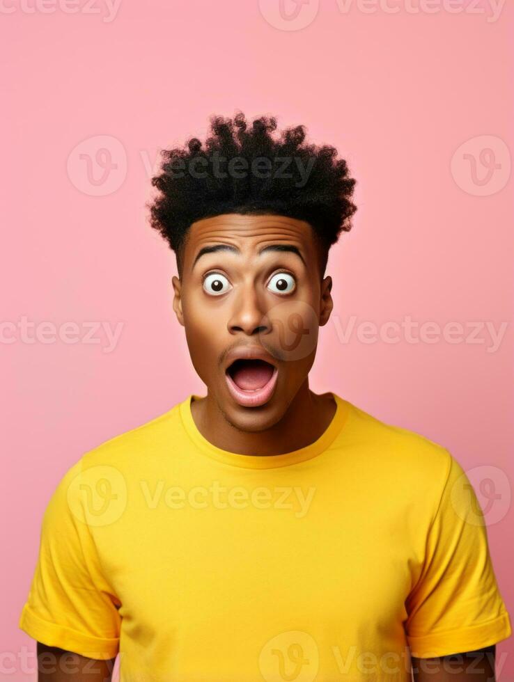 Young man with African features who appears to be shocked AI Generative photo