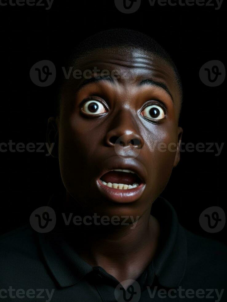 Young man with African features who appears to be shocked AI Generative photo