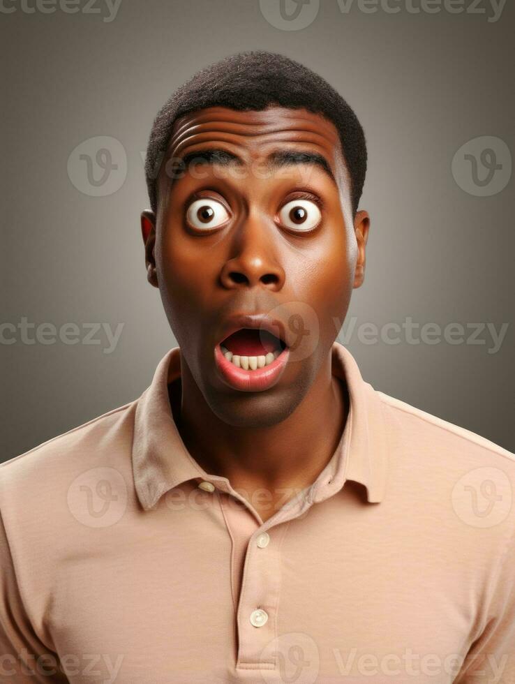 Young man with African features who appears to be shocked AI Generative photo