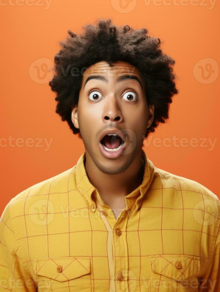 Young man with African features who appears to be shocked AI Generative photo
