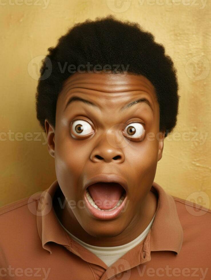 Young man with African features who appears to be shocked AI Generative photo