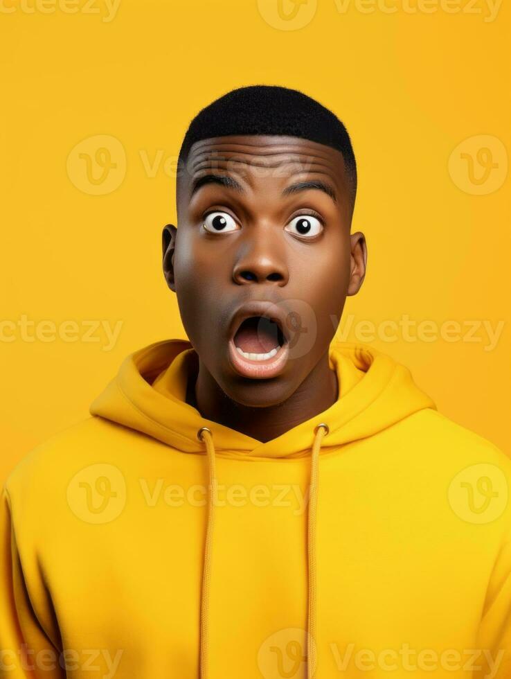 Young man with African features who appears to be shocked AI Generative photo