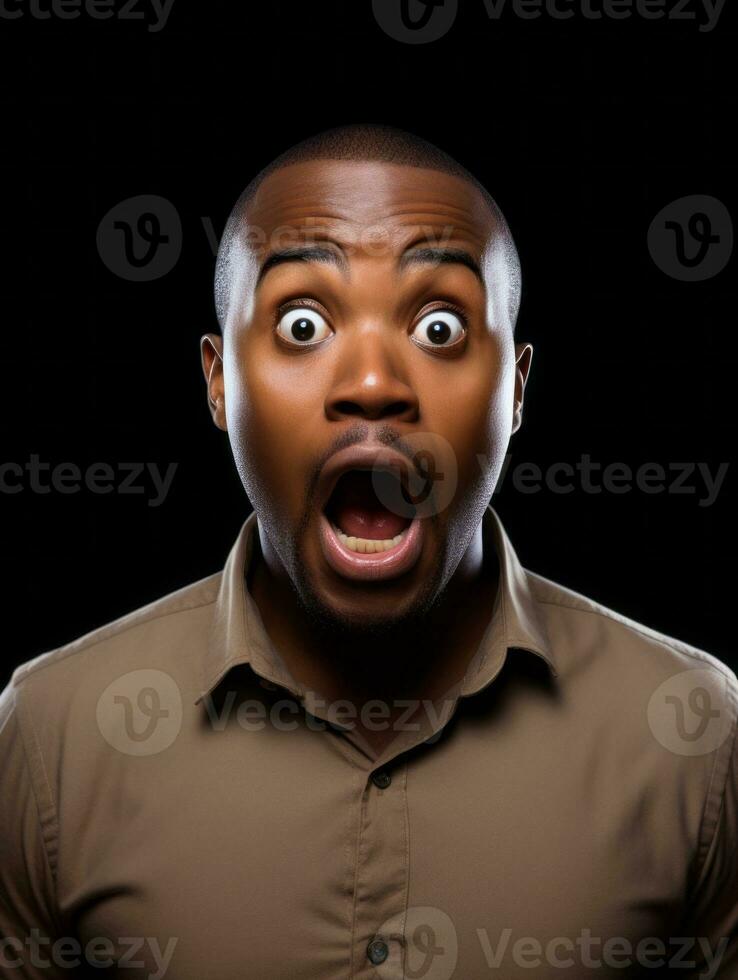 Young man with African features who appears to be shocked AI Generative photo