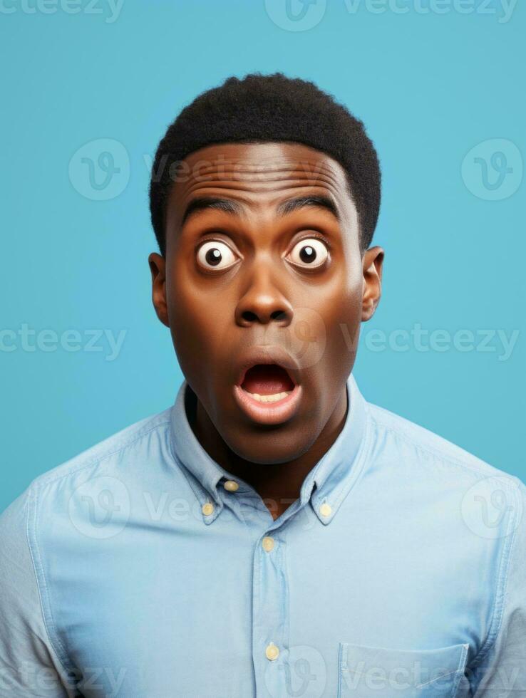Young man with African features who appears to be shocked AI Generative photo