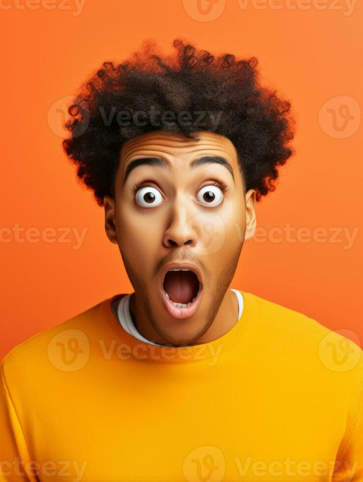 Young man with African features who appears to be shocked AI Generative photo