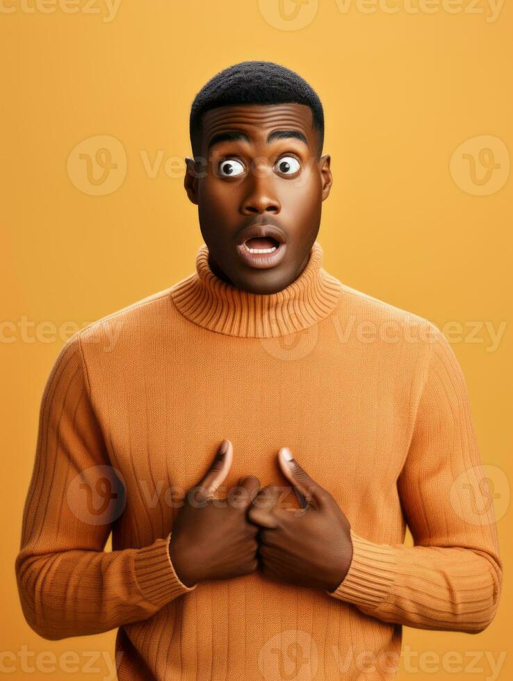Young man with African features who appears to be shocked AI Generative photo