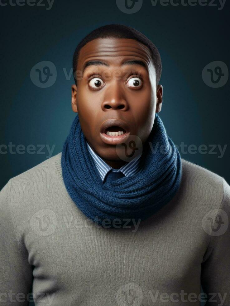 Young man with African features who appears to be shocked AI Generative photo