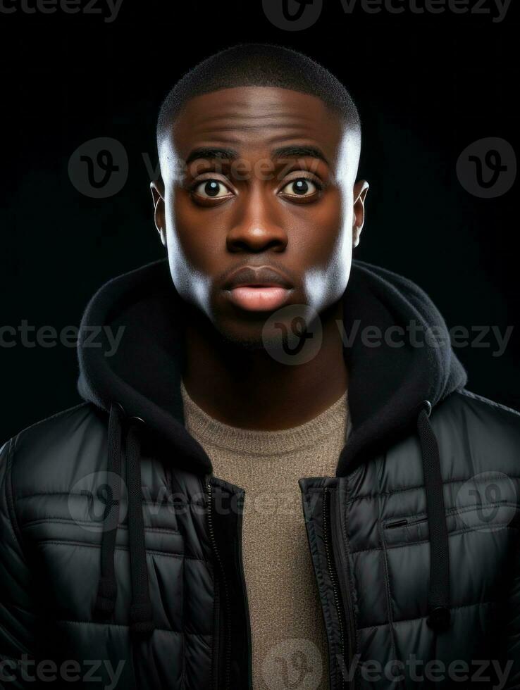 Young man with African features who appears to be shocked AI Generative photo
