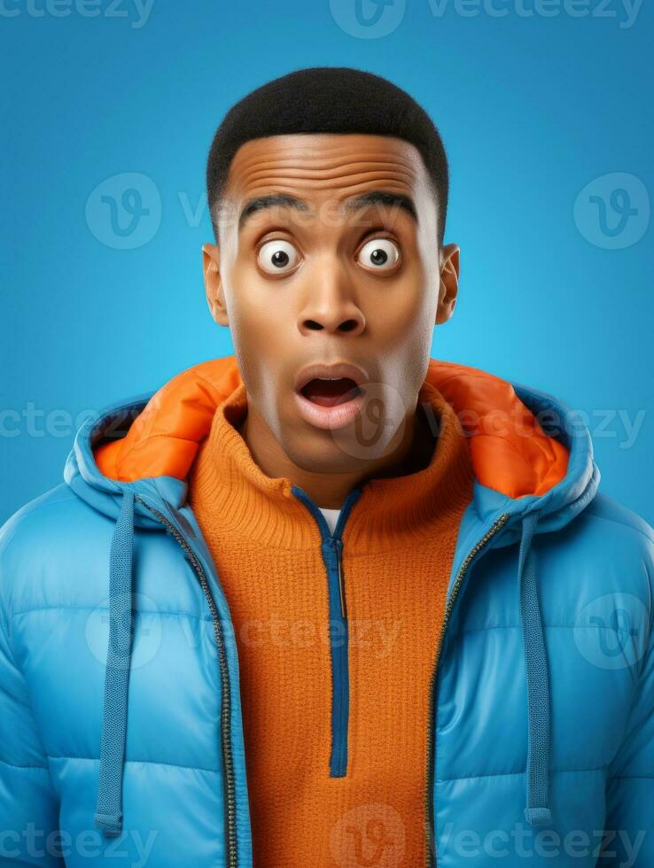 Young man with African features who appears to be shocked AI Generative photo