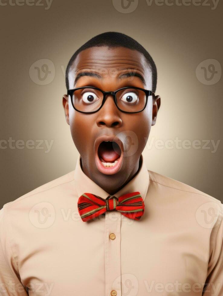 Young man with African features who appears to be shocked AI Generative photo