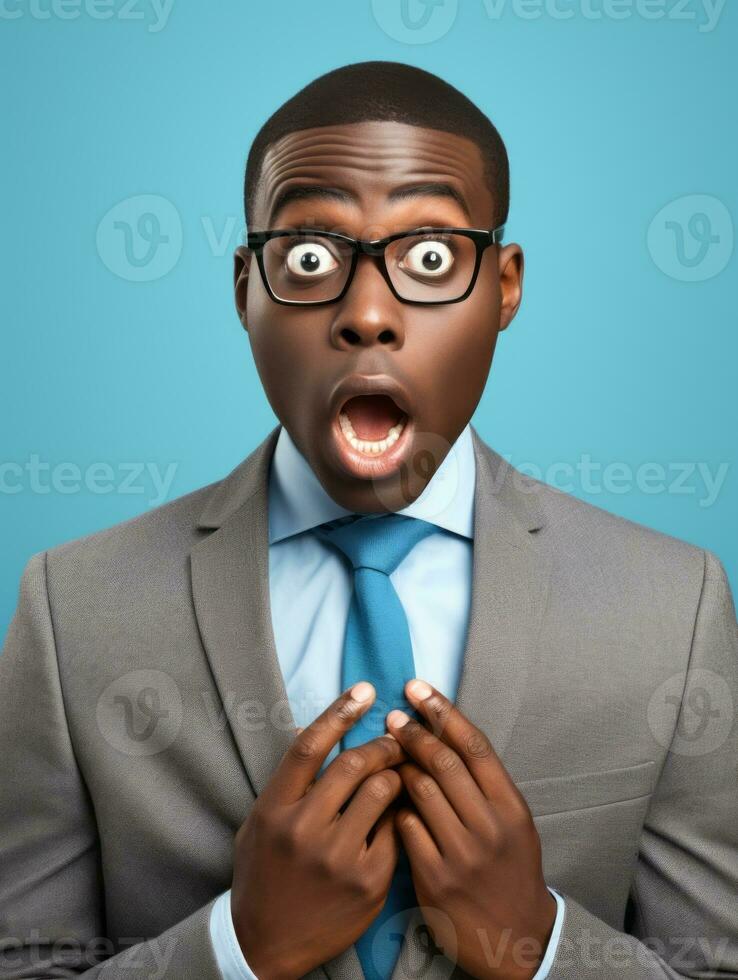 Young man with African features who appears to be shocked AI Generative photo