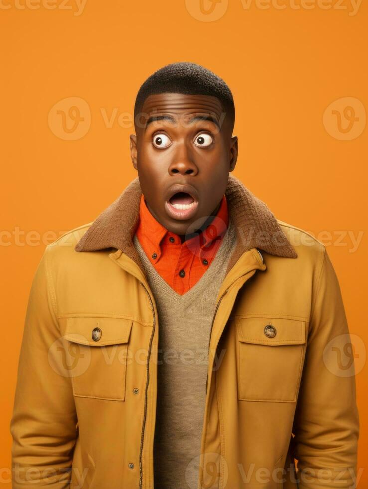 Young man with African features who appears to be shocked AI Generative photo