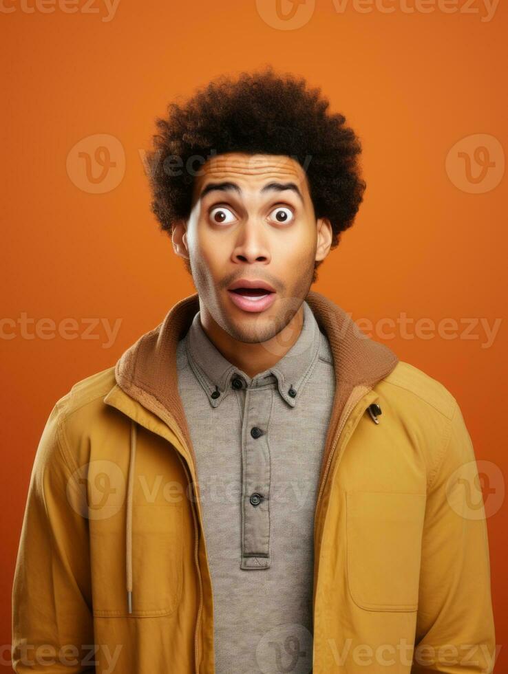Young man with African features who appears to be shocked AI Generative photo