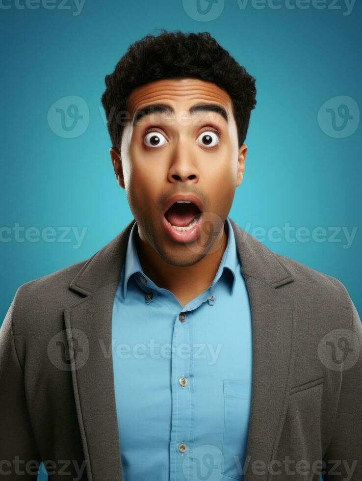 Young man with African features who appears to be shocked AI Generative photo