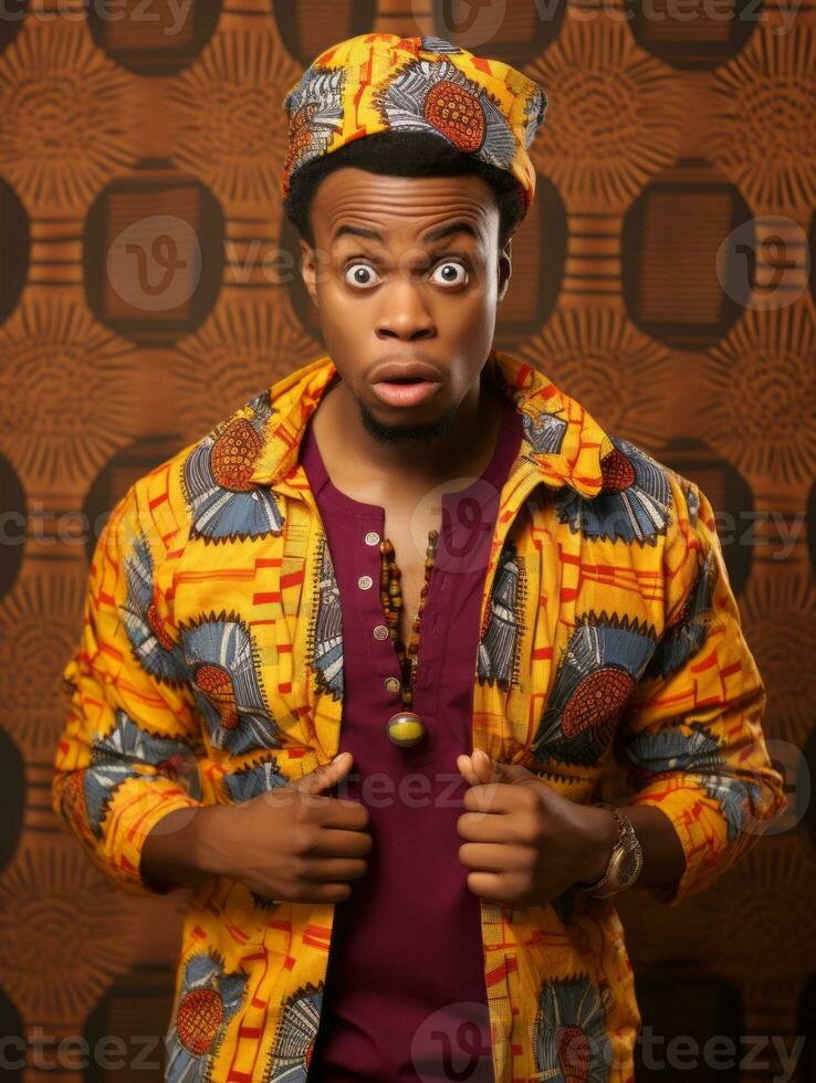 Young man with African features who appears to be shocked AI Generative photo