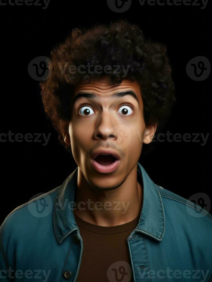Young man with African features who appears to be shocked AI Generative photo