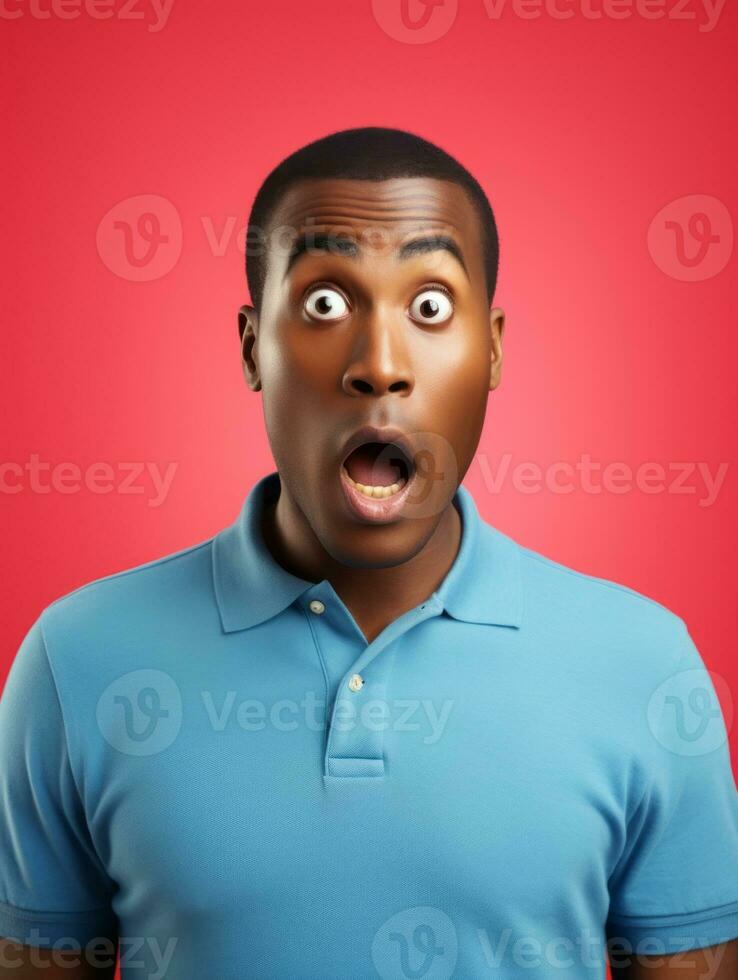 Young man with African features who appears to be shocked AI Generative photo