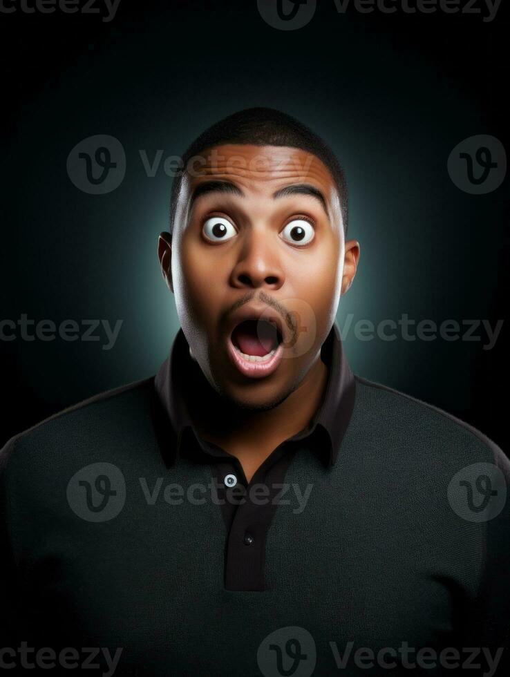 Young man with African features who appears to be shocked AI Generative photo