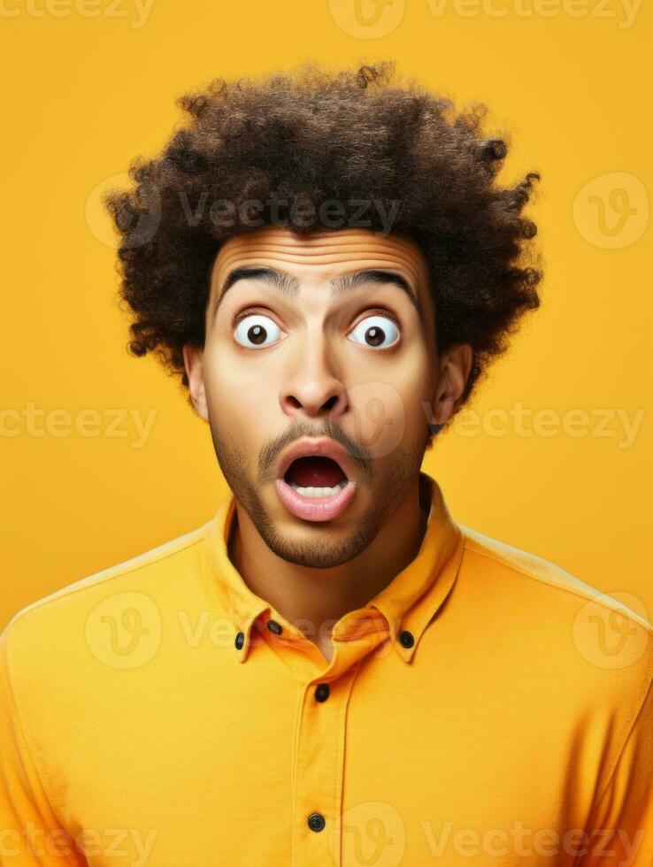 Young man with African features who appears to be shocked AI Generative photo