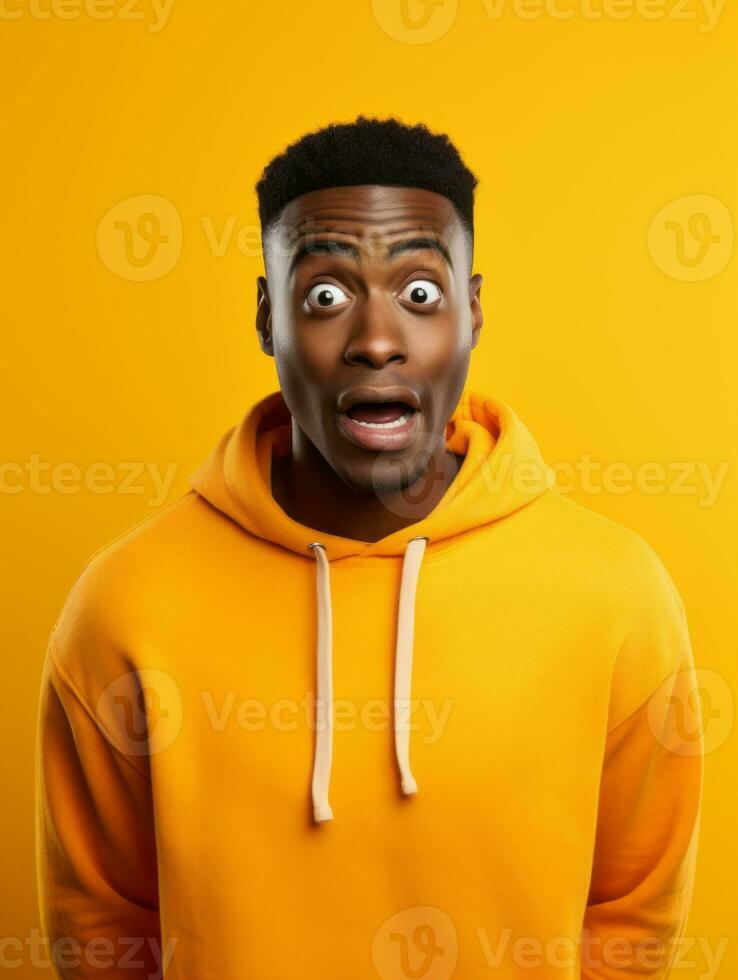 Young man with African features who appears to be shocked AI Generative photo