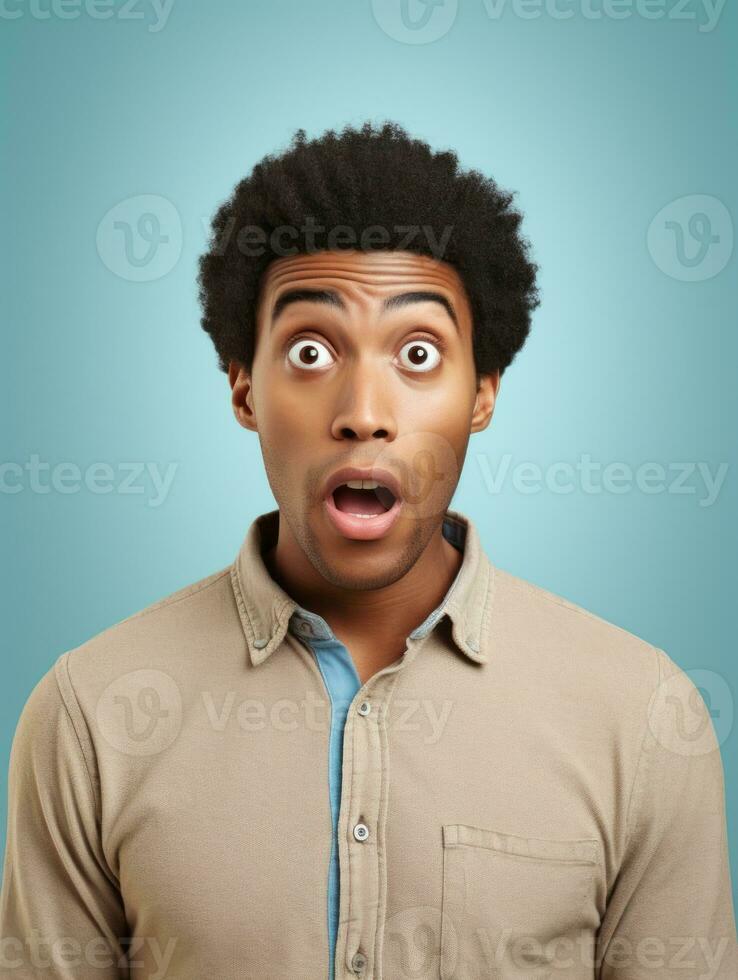 Young man with African features who appears to be shocked AI Generative photo