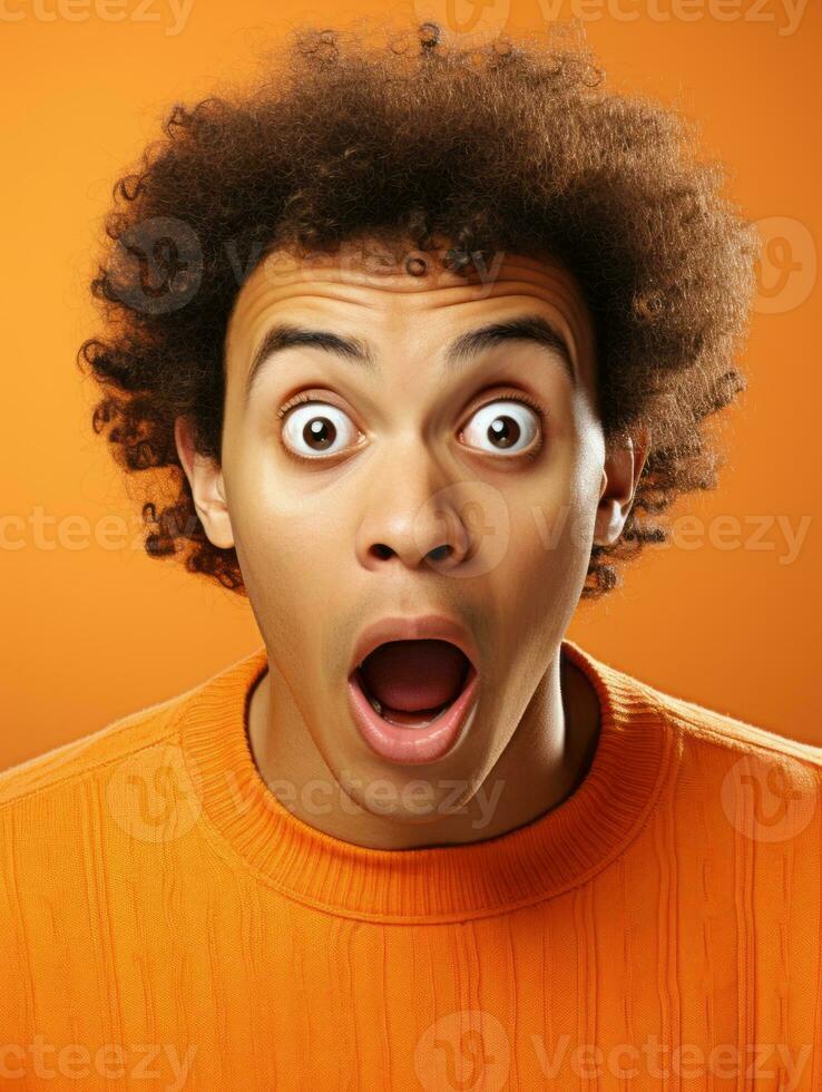 Young man with African features who appears to be shocked AI Generative photo