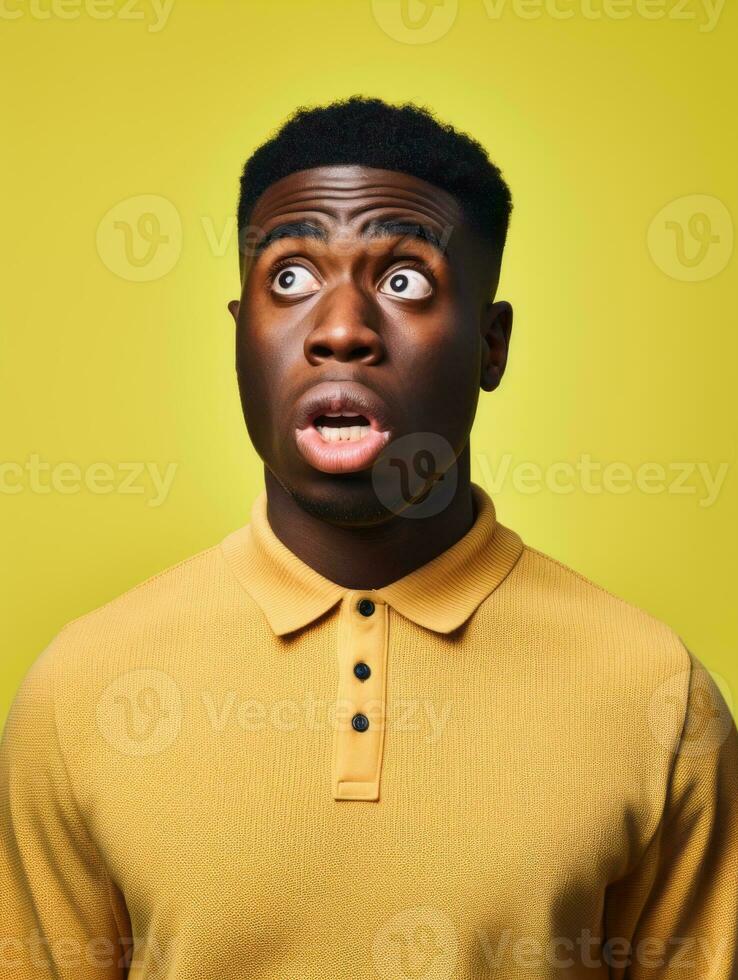 Young man with African features who appears to be shocked AI Generative photo