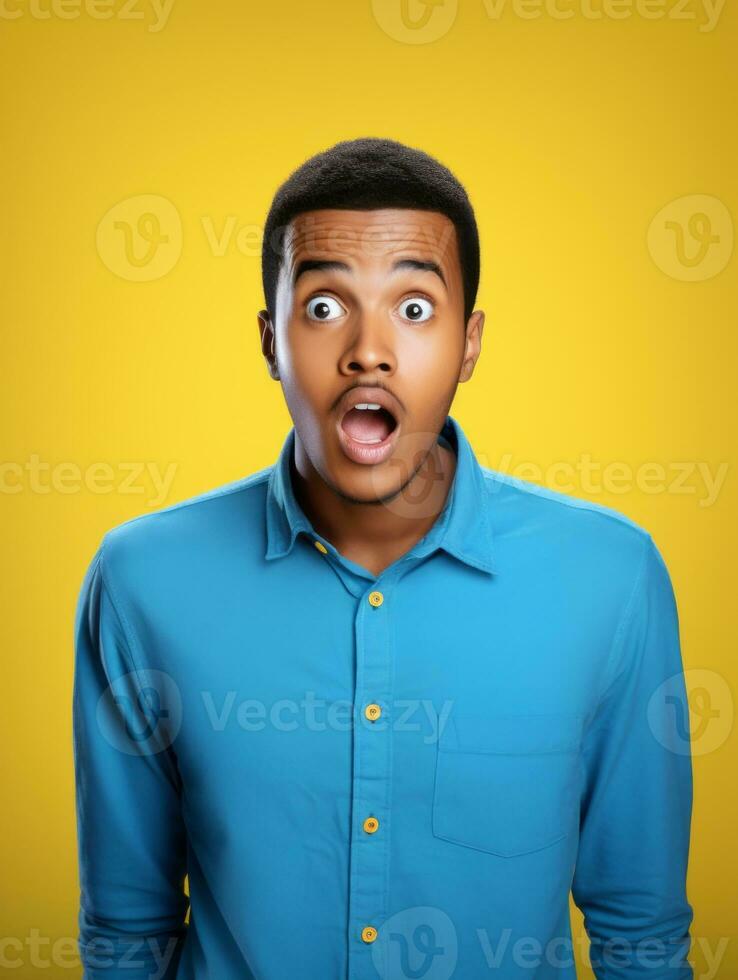 Young man with African features who appears to be shocked AI Generative photo