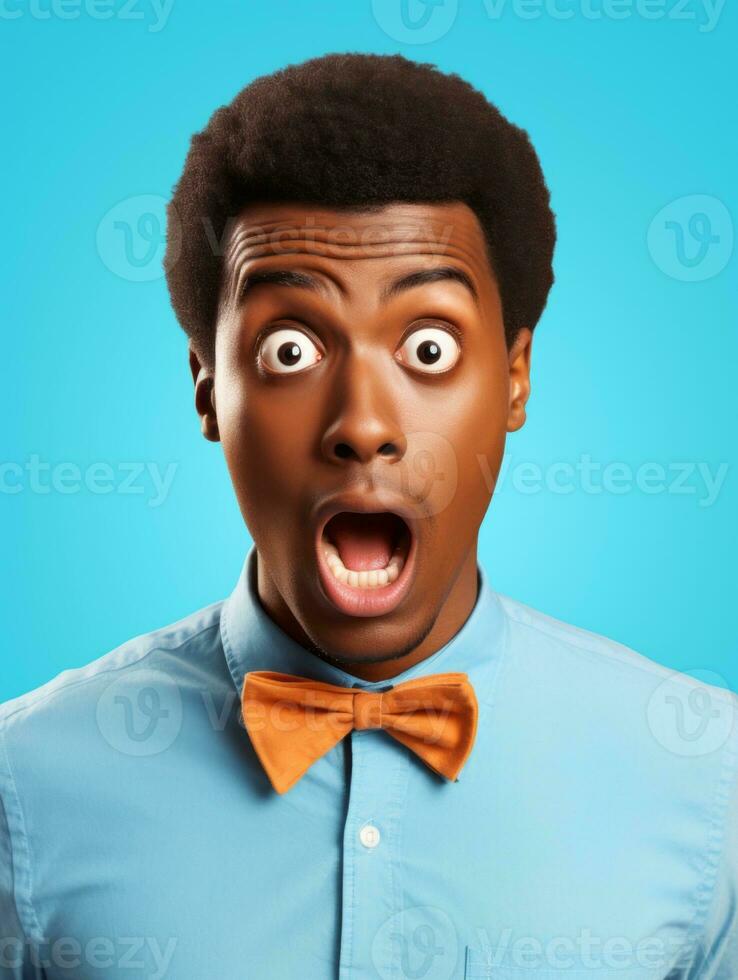 Young man with African features who appears to be shocked AI Generative photo