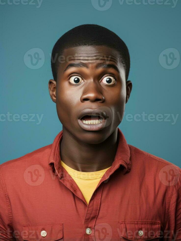 Young man with African features who appears to be shocked AI Generative photo