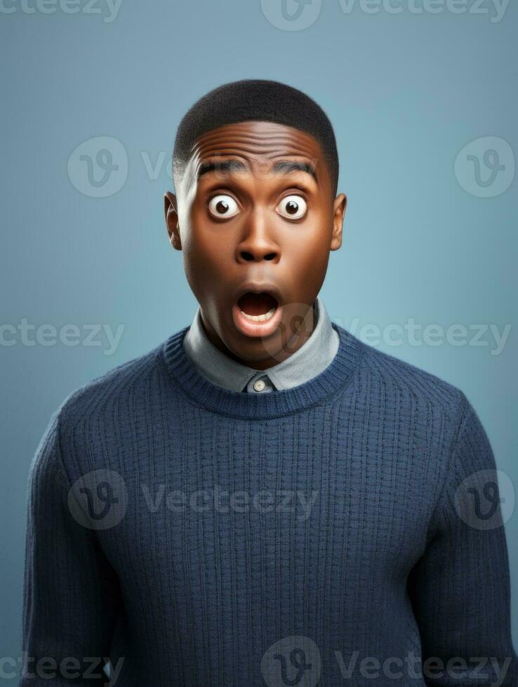 Young man with African features who appears to be shocked AI Generative photo