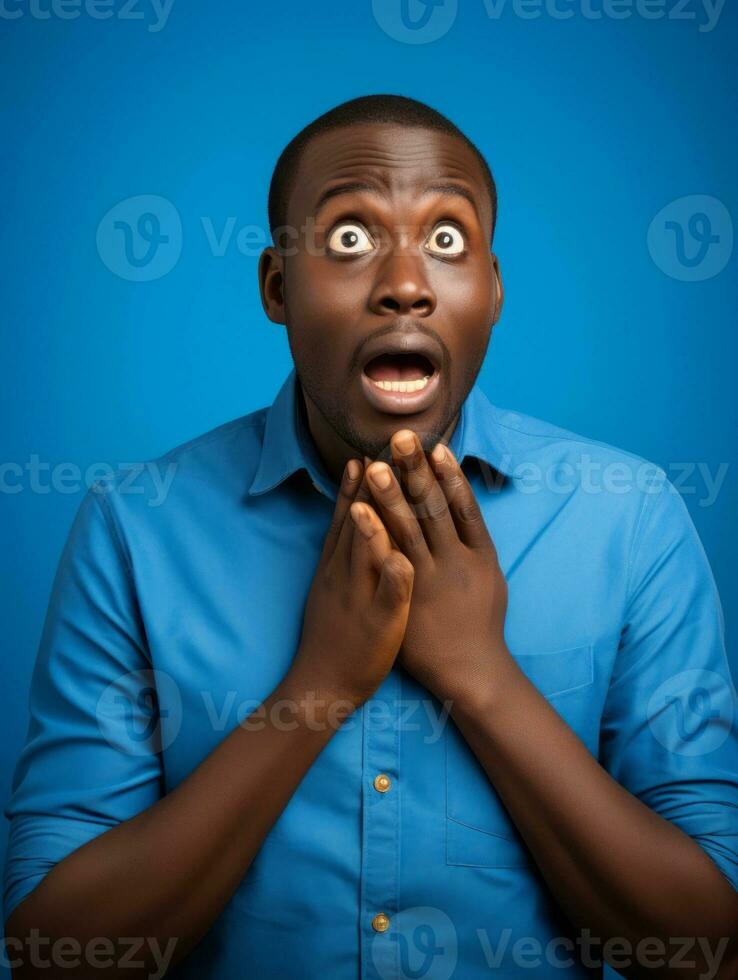Young man with African features who appears to be shocked AI Generative photo
