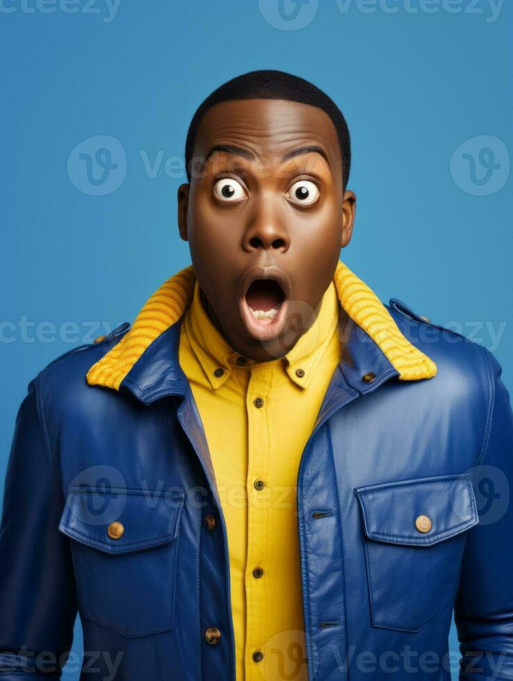 Young man with African features who appears to be shocked AI Generative photo
