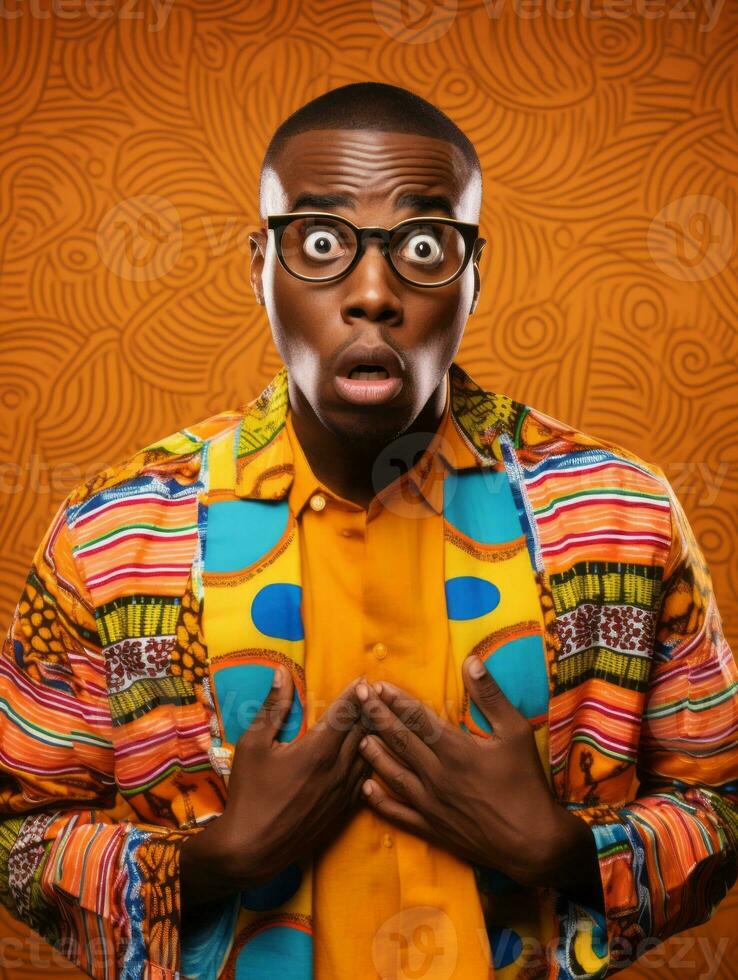 Young man with African features who appears to be shocked AI Generative photo
