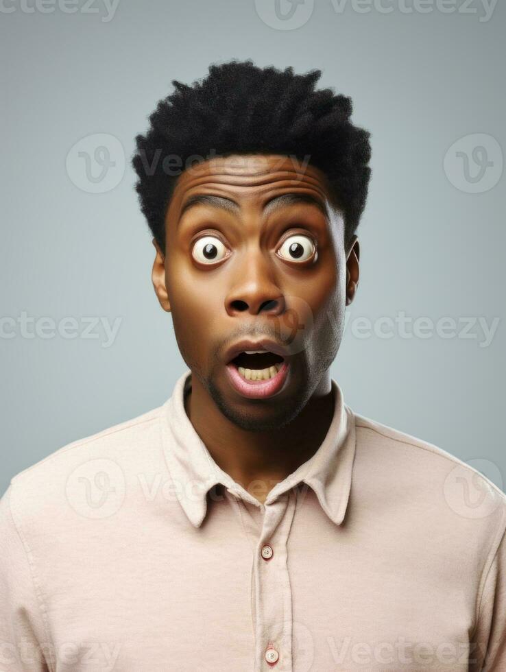 Young man with African features who appears to be shocked AI Generative photo