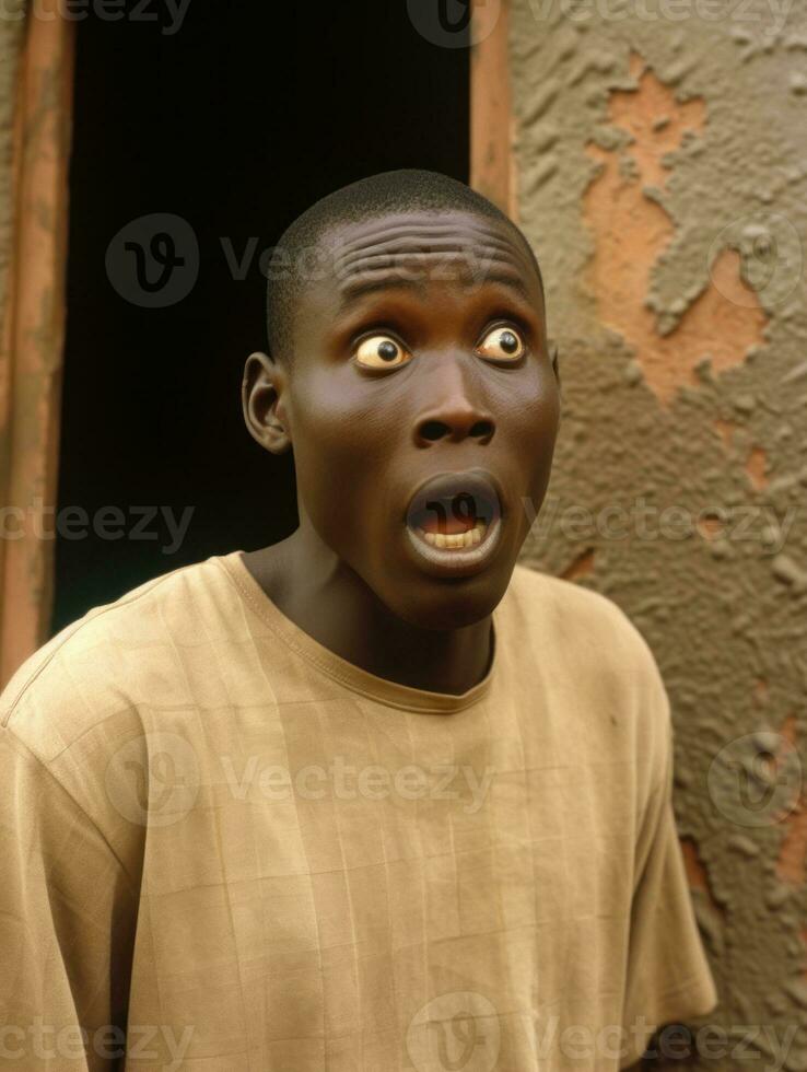 Young man with African features who appears to be shocked AI Generative photo