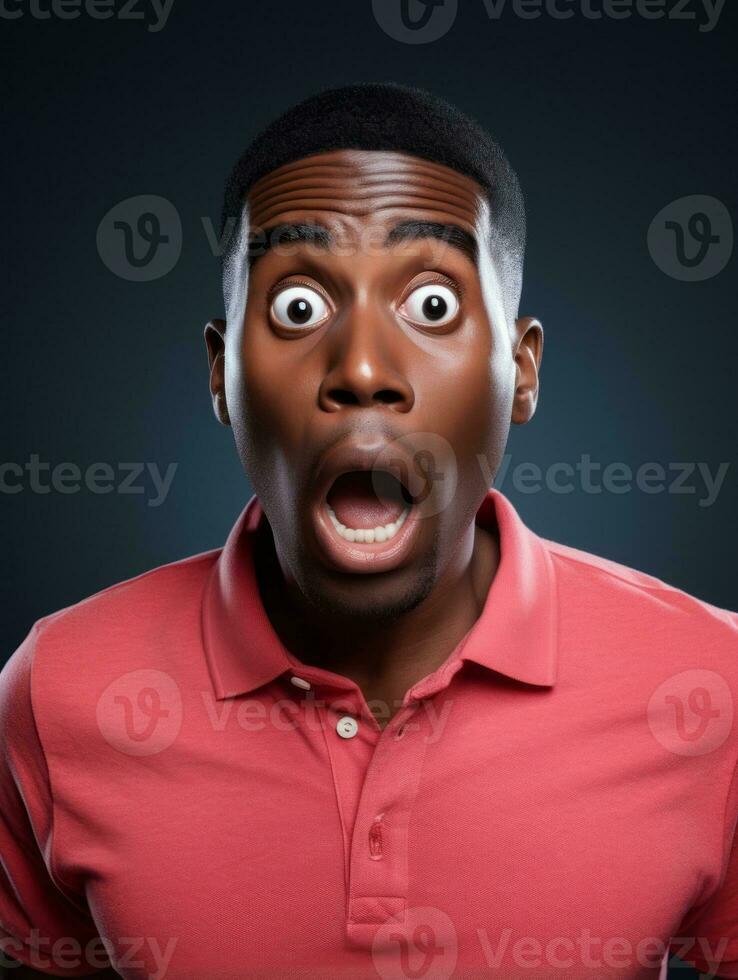 Young man with African features who appears to be shocked AI Generative photo