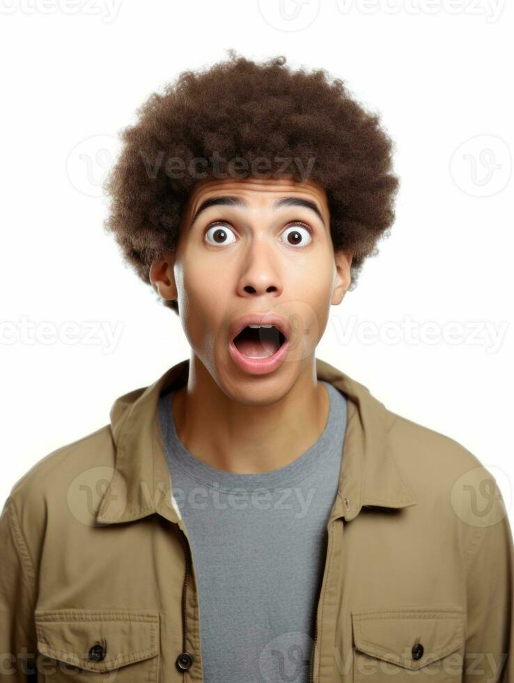 Young man with African features who appears to be shocked AI Generative photo