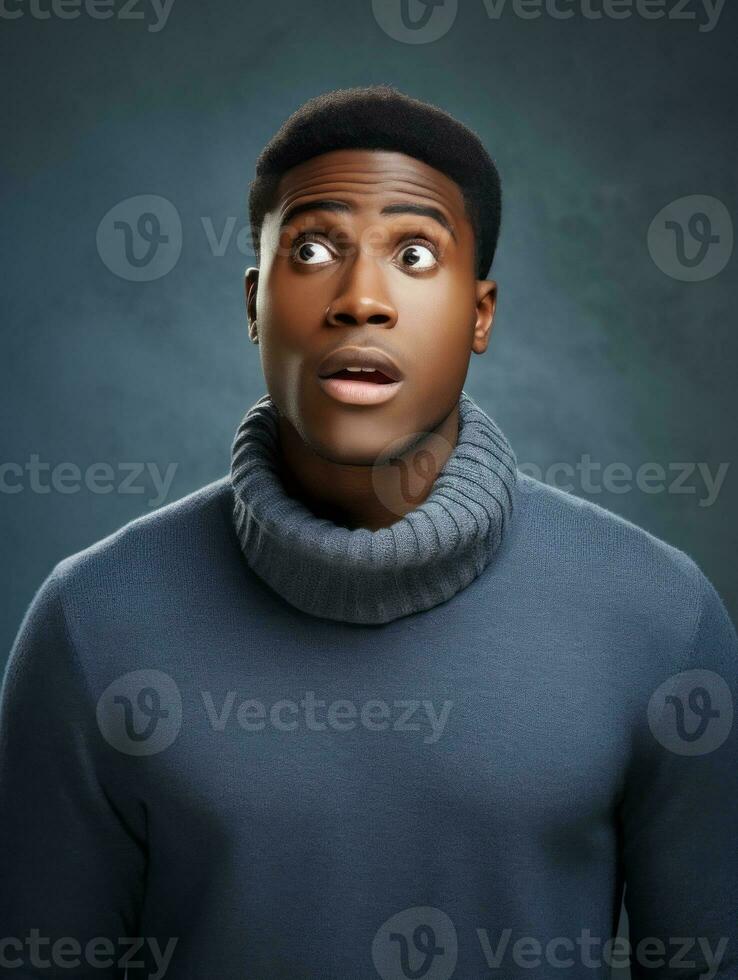 Young man with African features who appears to be shocked AI Generative photo