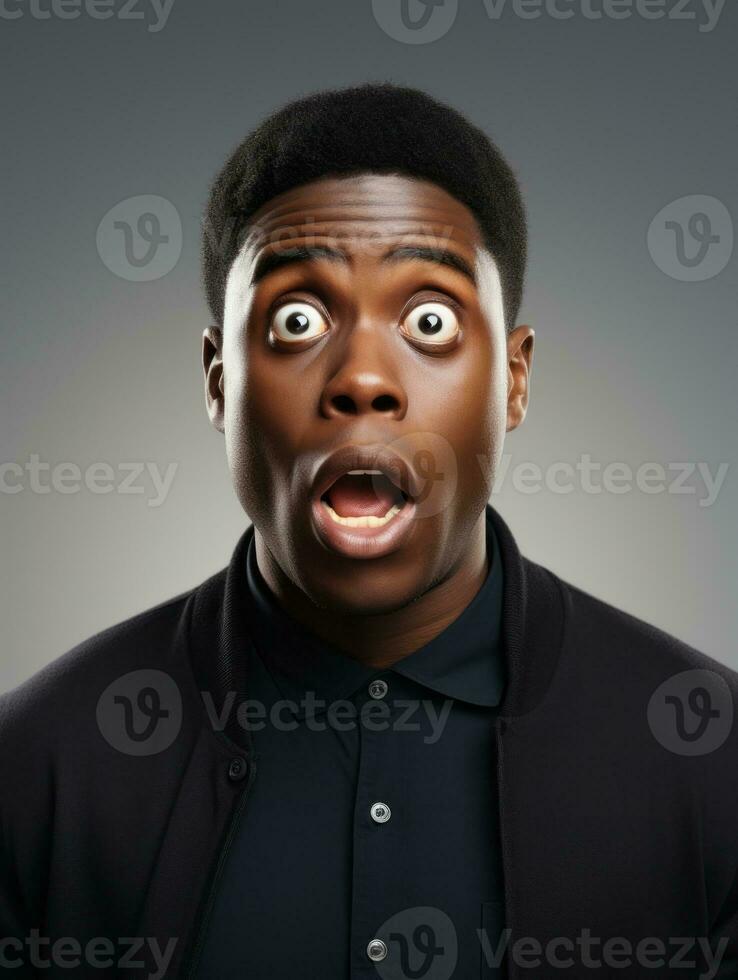 Young man with African features who appears to be shocked AI Generative photo