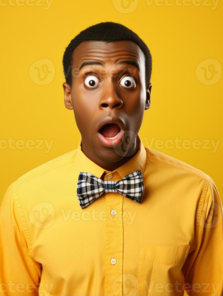 Young man with African features who appears to be shocked AI Generative photo