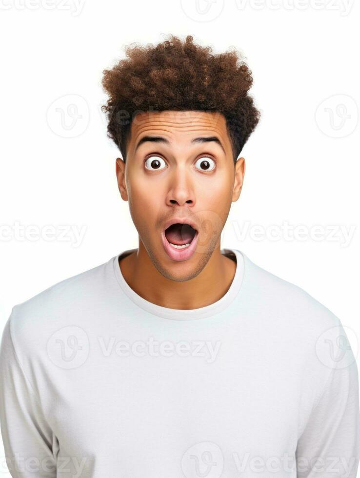 Young man with African features who appears to be shocked AI Generative photo