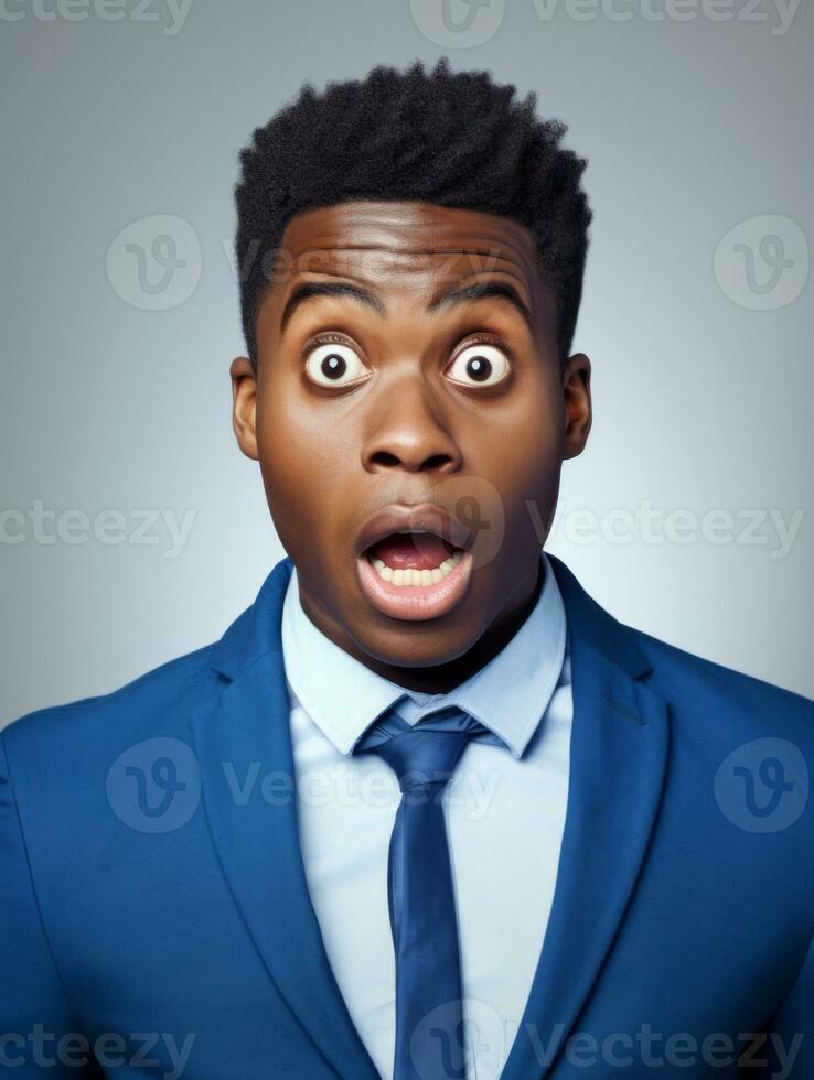 Young man with African features who appears to be shocked AI Generative photo