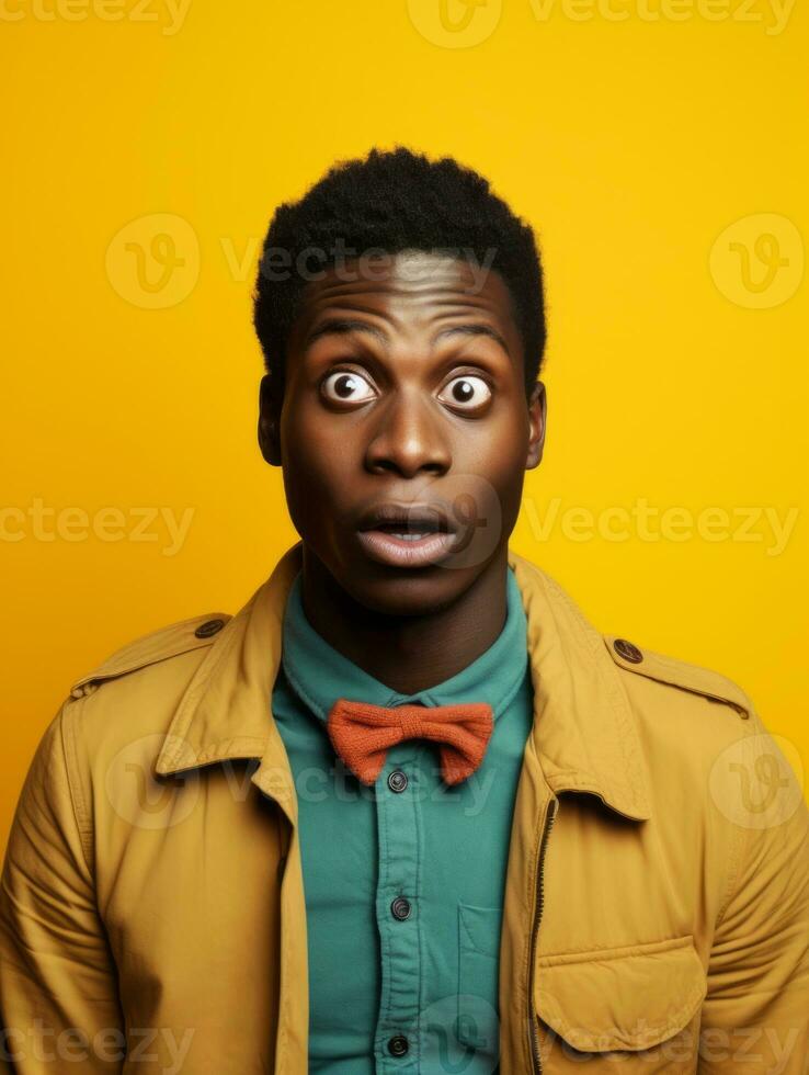 Young man with African features who appears to be shocked AI Generative photo
